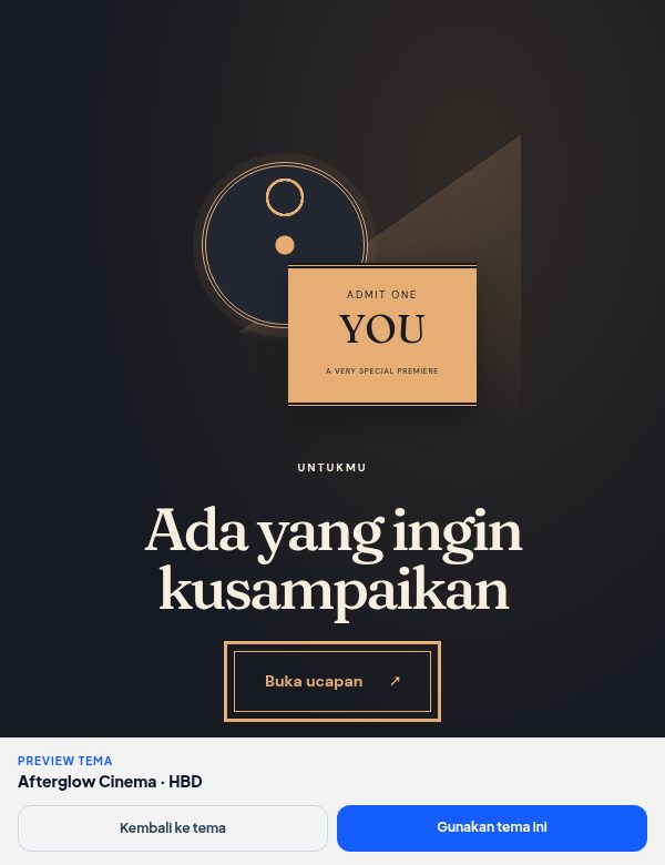 Tampilan demo tema Afterglow Cinema