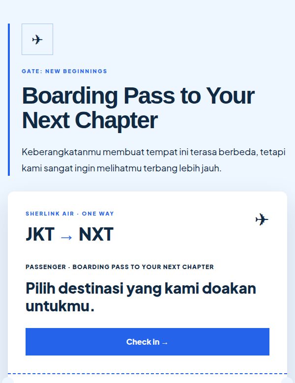 Tampilan demo tema Boarding Pass