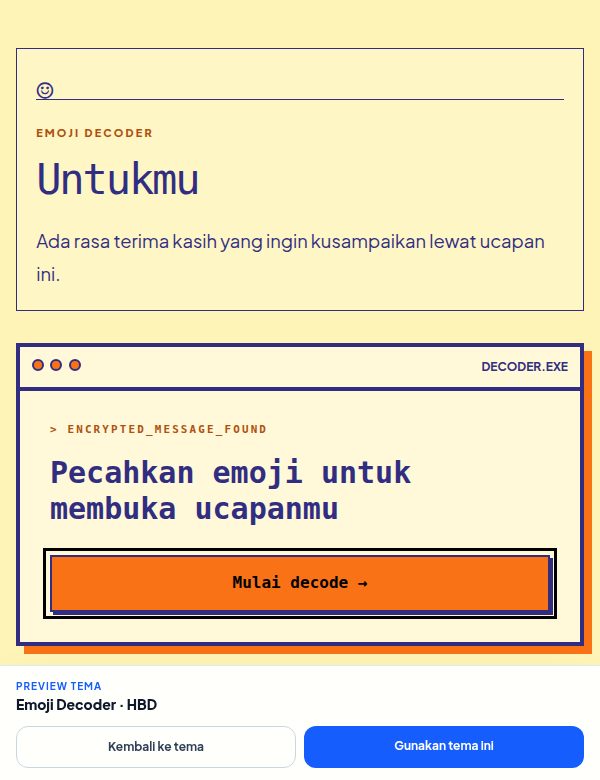 Tampilan demo tema Emoji Decoder