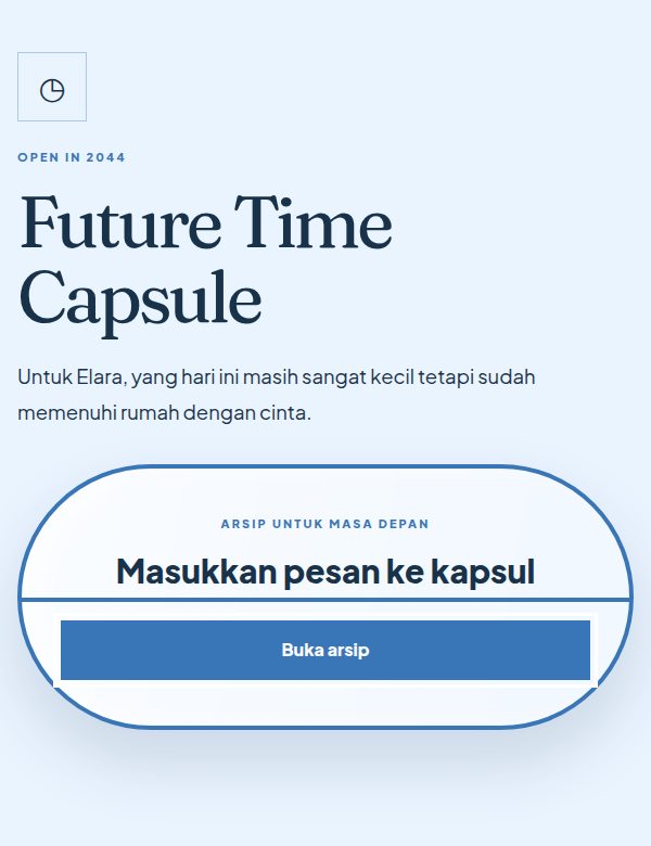 Tampilan demo tema Future Time Capsule