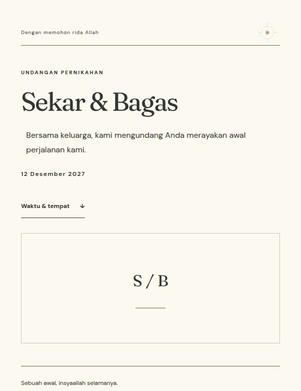Tampilan demo tema Sakinah Linen