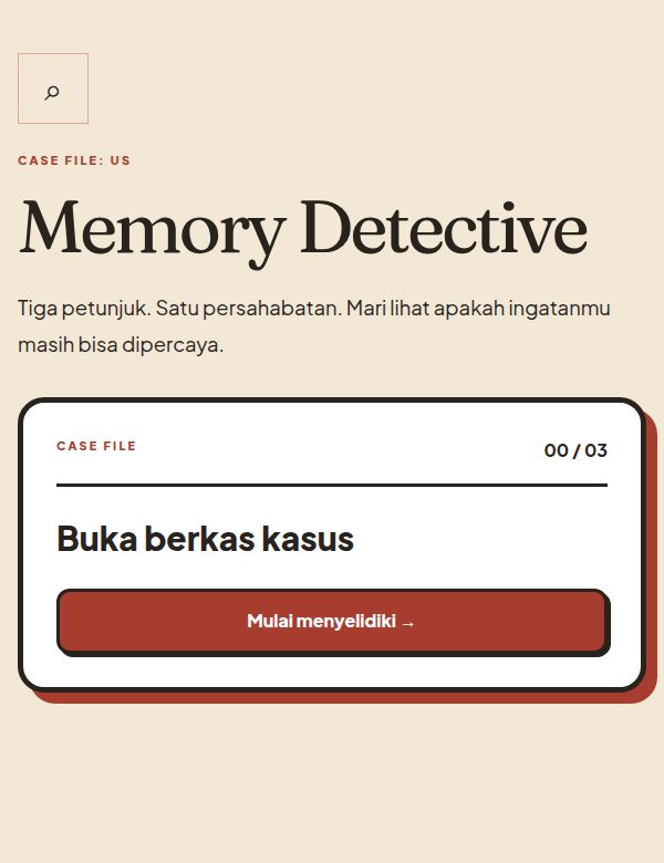 Tampilan demo tema Memory Detective
