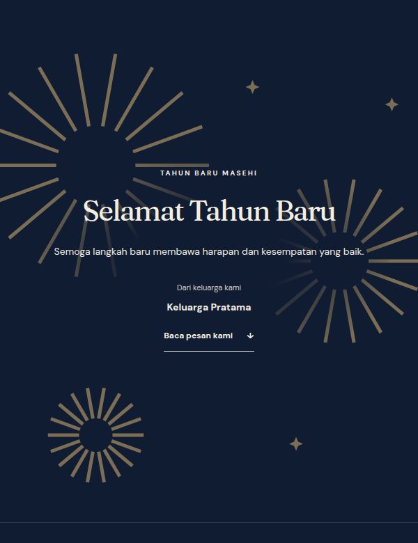 Tampilan demo tema Midnight Confetti