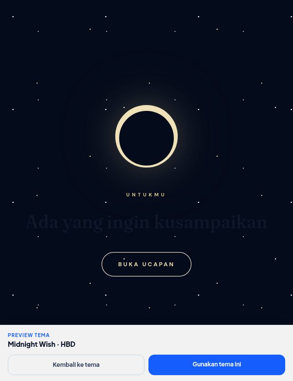 Tampilan demo tema Midnight Wish