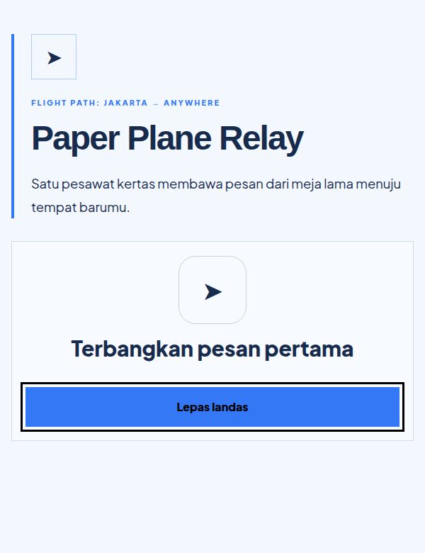 Tampilan demo tema Paper Plane Relay