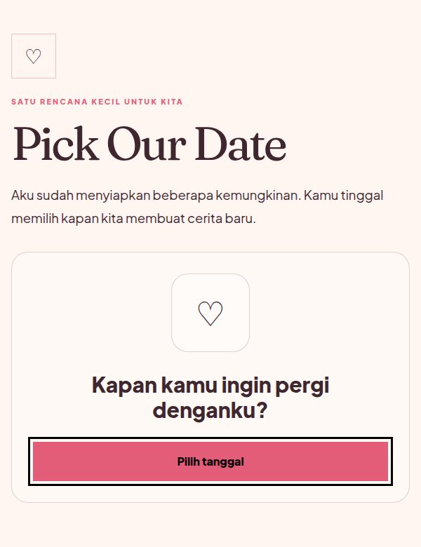 Tampilan demo tema Pick Our Date