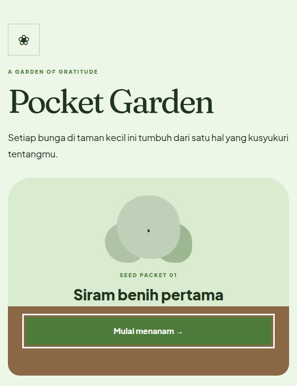 Tampilan demo tema Pocket Garden
