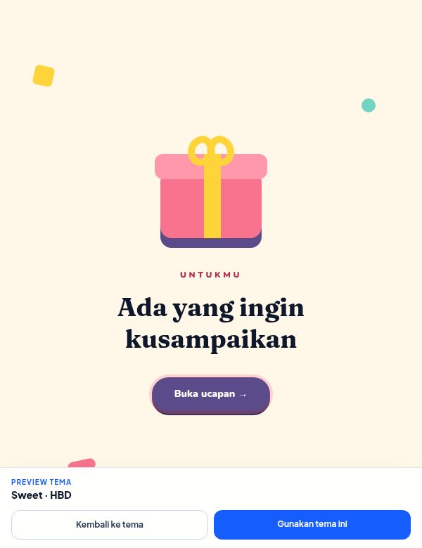 Tampilan demo tema Sweet