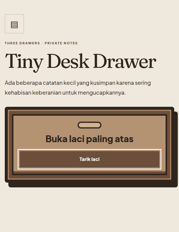 Tampilan demo tema Tiny Desk Drawer
