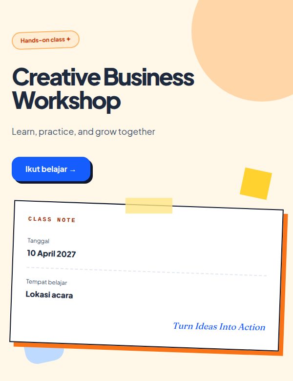 Tampilan demo tema Workshop